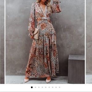Long sleeve, animal print maxi dress
